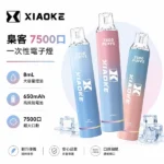 XIAOKE 梟客 7500口一次性電子煙 8ml油倉 650mAh電池 Type-C快充 氣動感應 20種口味 台灣現貨