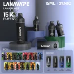 LANA 15000口旗艦款一次性電子煙 15ml大容量 智能雙顯螢幕 Advanced Mesh網狀芯 Type-C快充 15種口味現貨